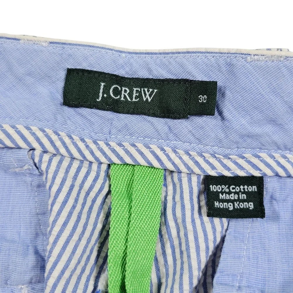 J.Crew Seersucker Shorts Mens 30 Blue White Striped Cotton Preppy Summer 63971